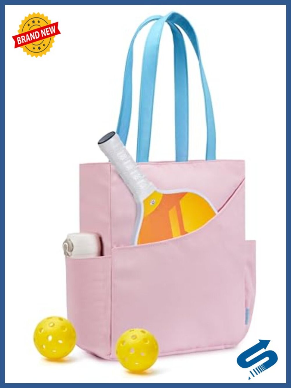 Pickleball Tote Bag Nylon Oxford Leather Handles Fits 2 Paddles Gym Travel